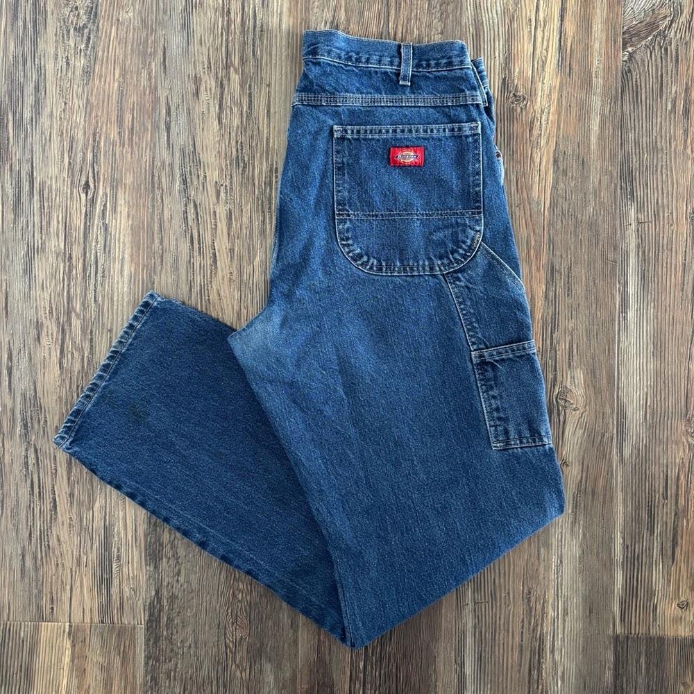 Dickies Carpenter Jeans Mens 36x34 Dark Blue Denim Workwear